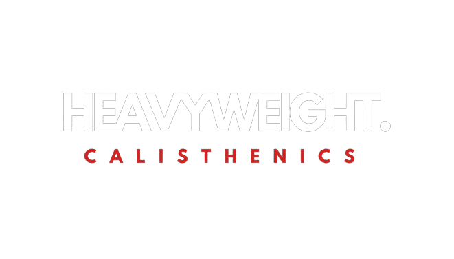 HEAVYWEIGHT calisthenics logo wit rood geen achtergrond