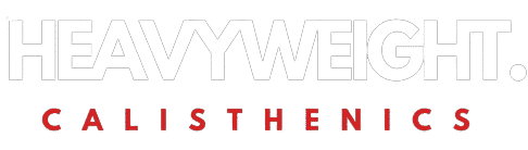 HEAVYWEIGHT calisthenics logo wit rood geen achtergrond